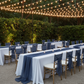 Outdoor Banquet with Navy Runner & Sashes
