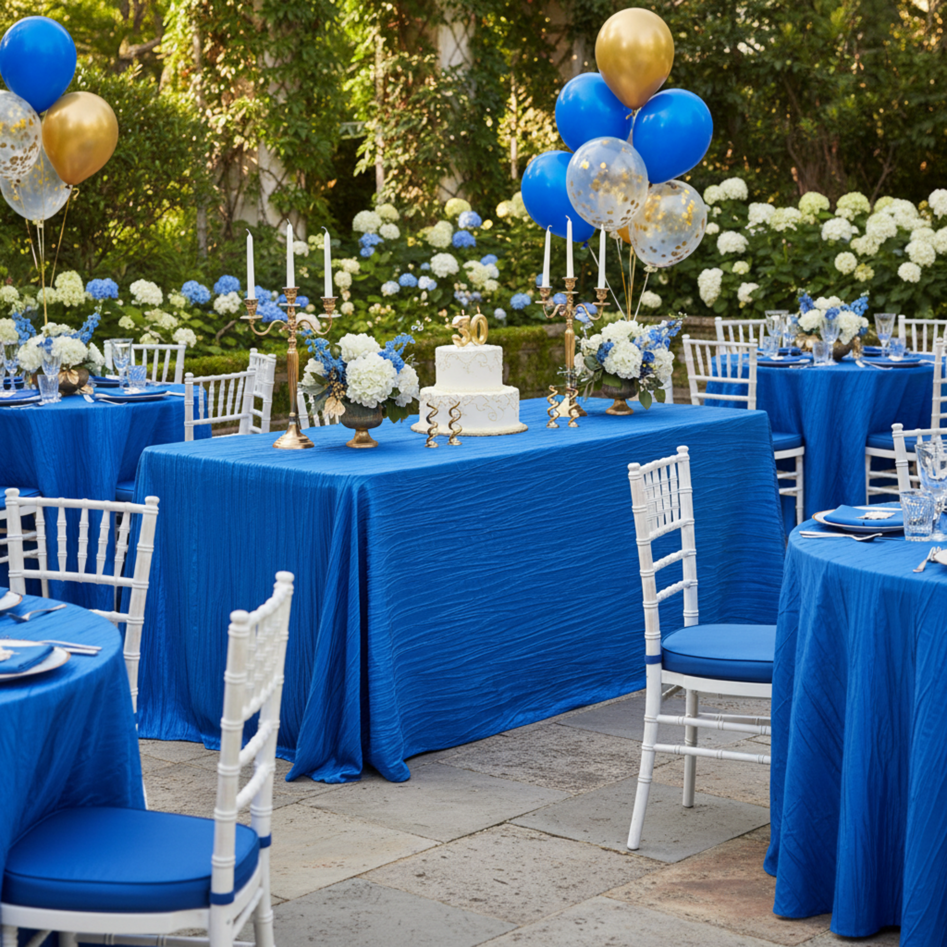 Outdoor Birthday Party – Royal Blue Taffeta