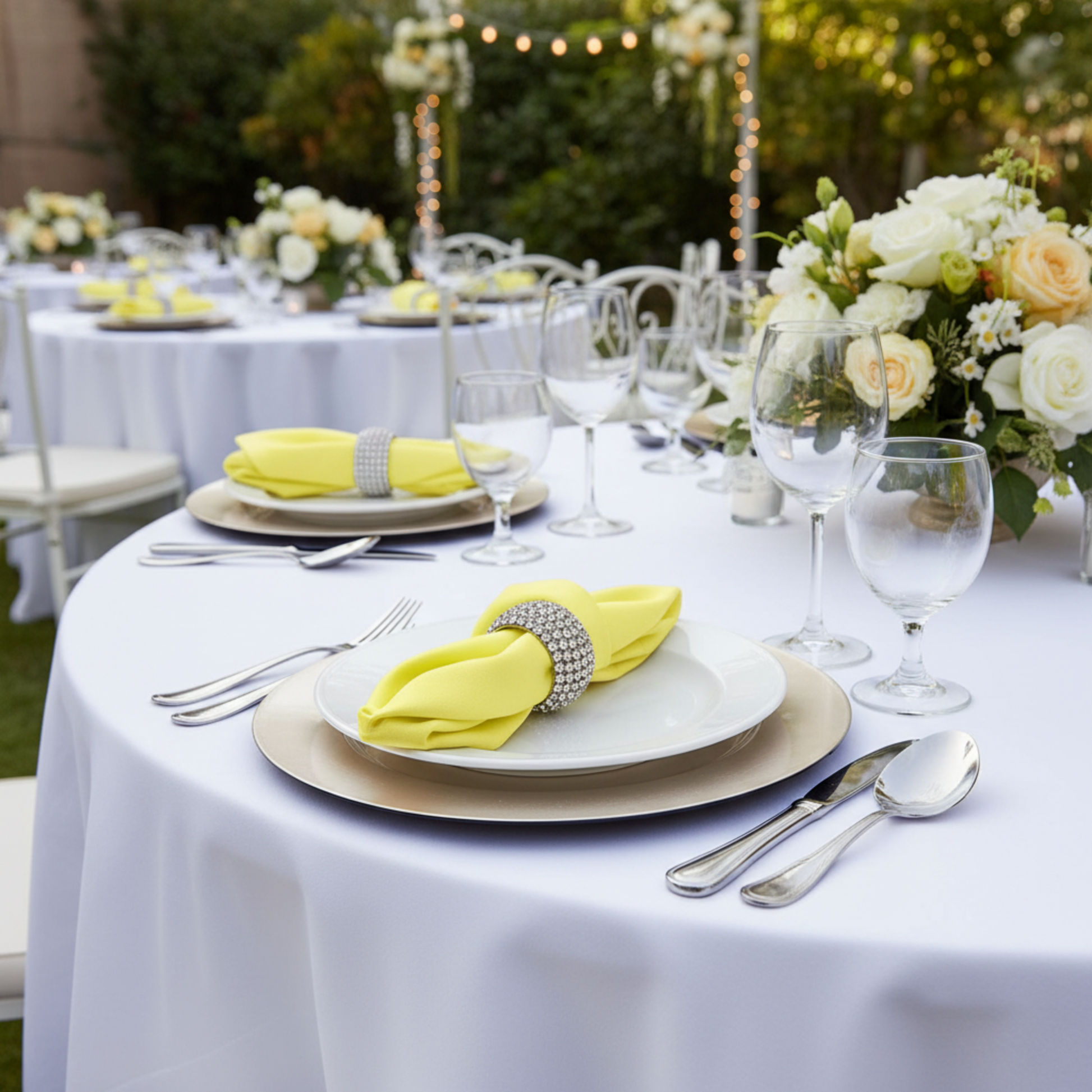 Outdoor Birthday Soft Knot Yellow 20x20 Premium Polyester Napkin 