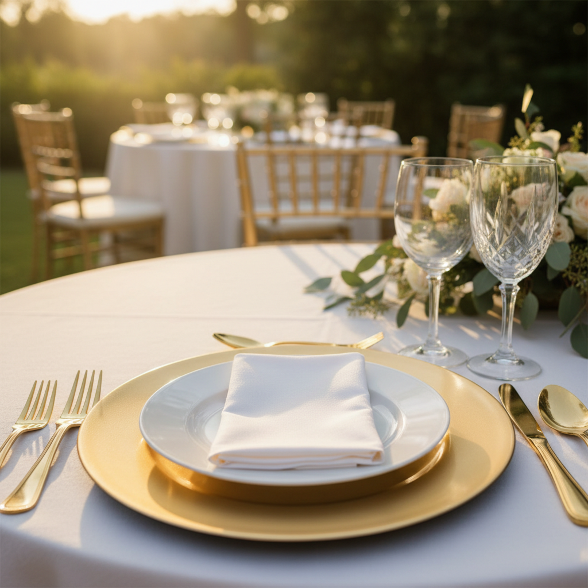 Outdoor Champagne Plain Round Charger Plate