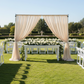 Outdoor Morning Estate Lawn Wedding Reception with Champagne Chiffon Drapes