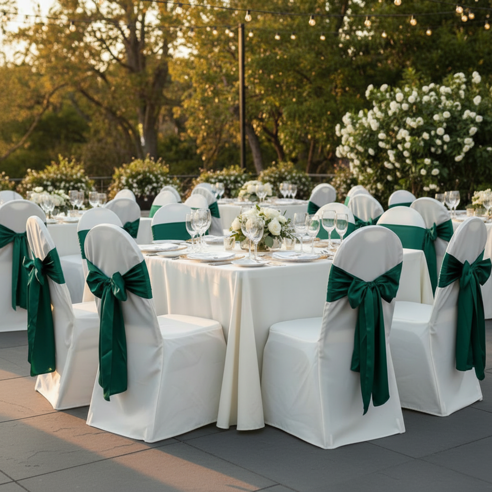 Outdoor Formal Event -Light Ivory/Off White Polyester Banquet Chair Cover 