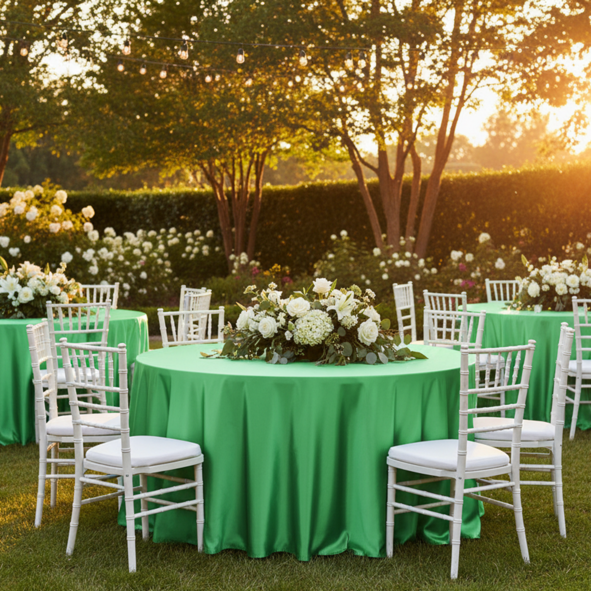 Outdoor Fundraiser - Kelly Green Satin Tablecloth