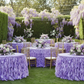 Outdoor Garden Wide Shot - Curly Willow Victorian Lilac Table Skirt