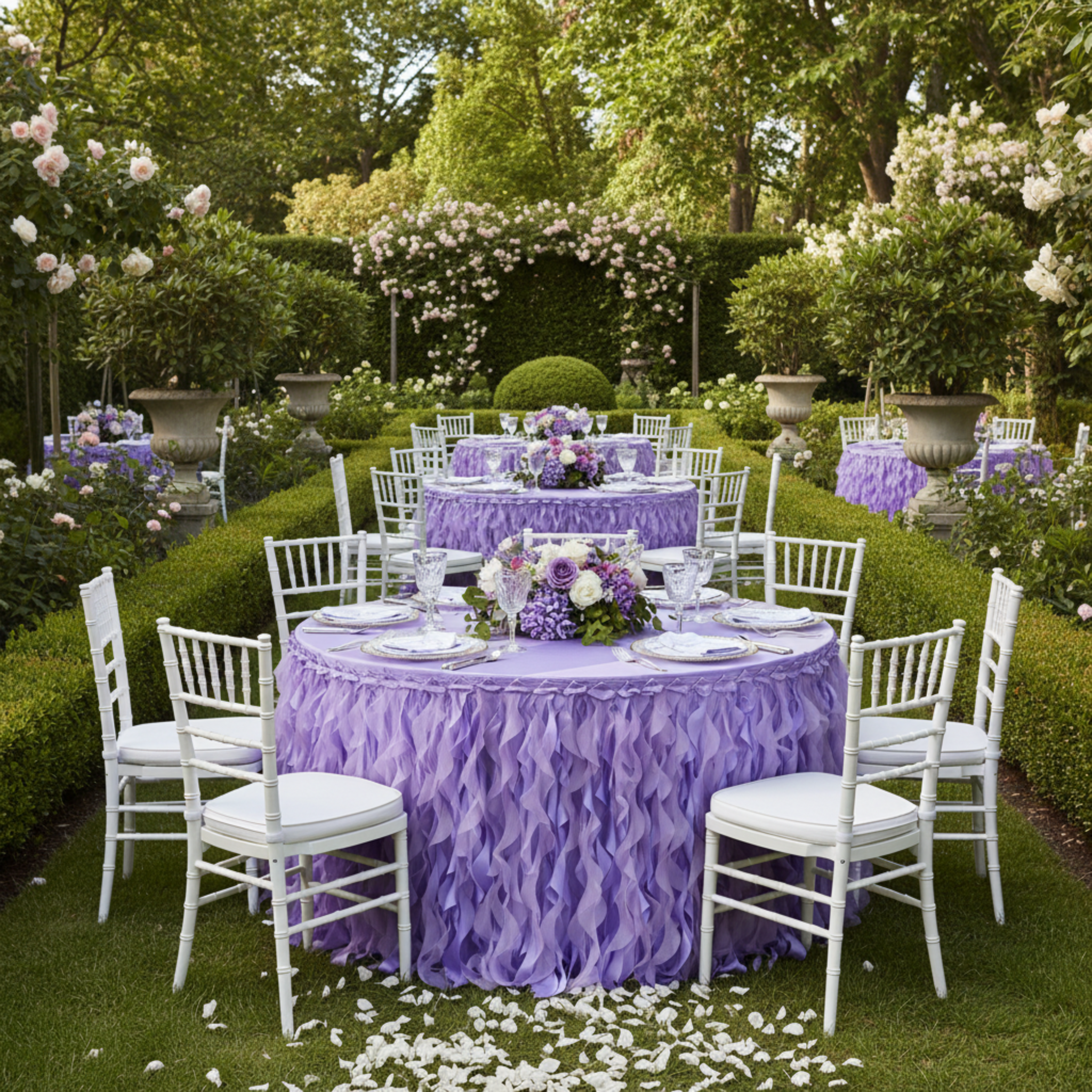 Outdoor Garden - Curly Willow Victorian Lilac Table Skirt