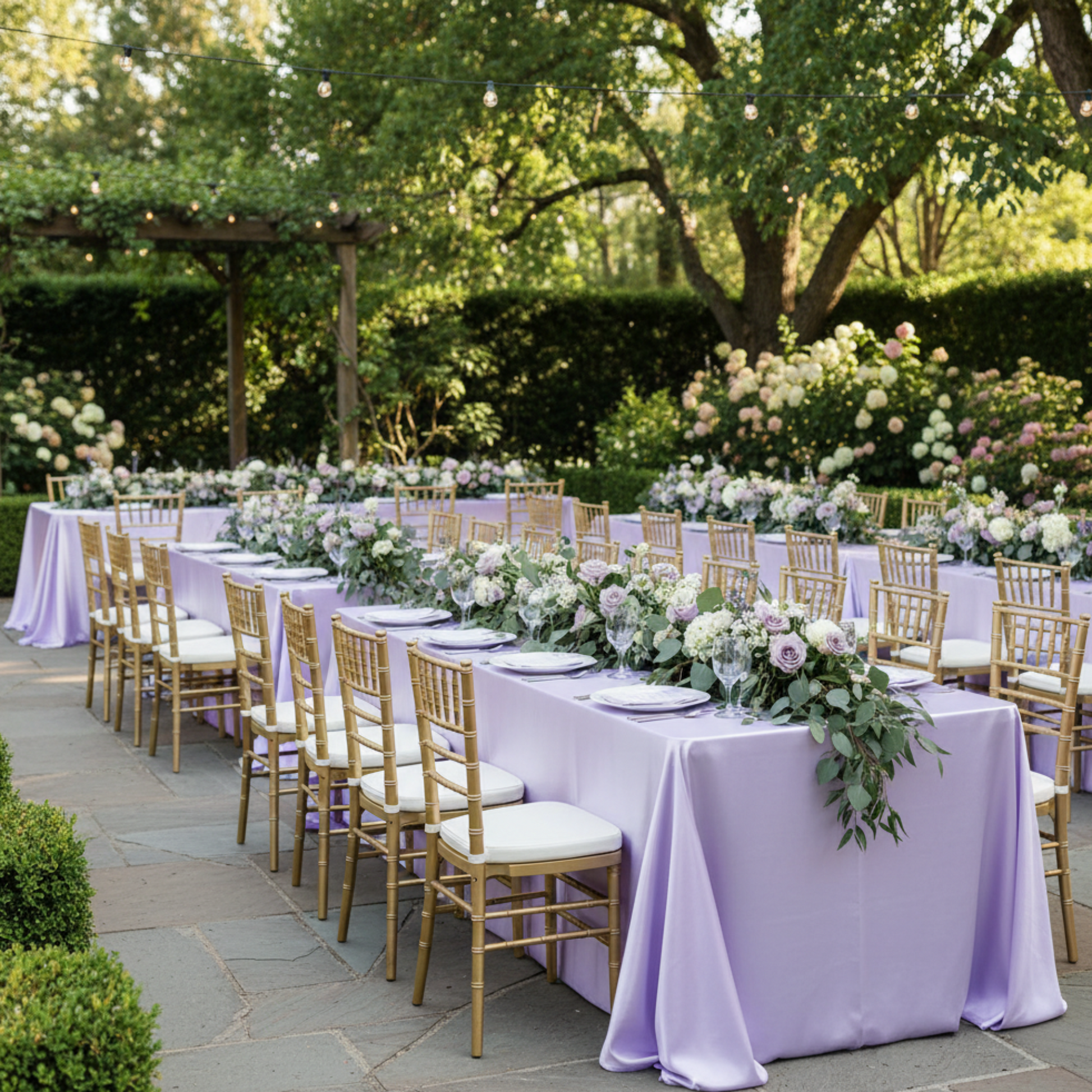 Outdoor Garden Event - Lavender Satin Tablecloth
