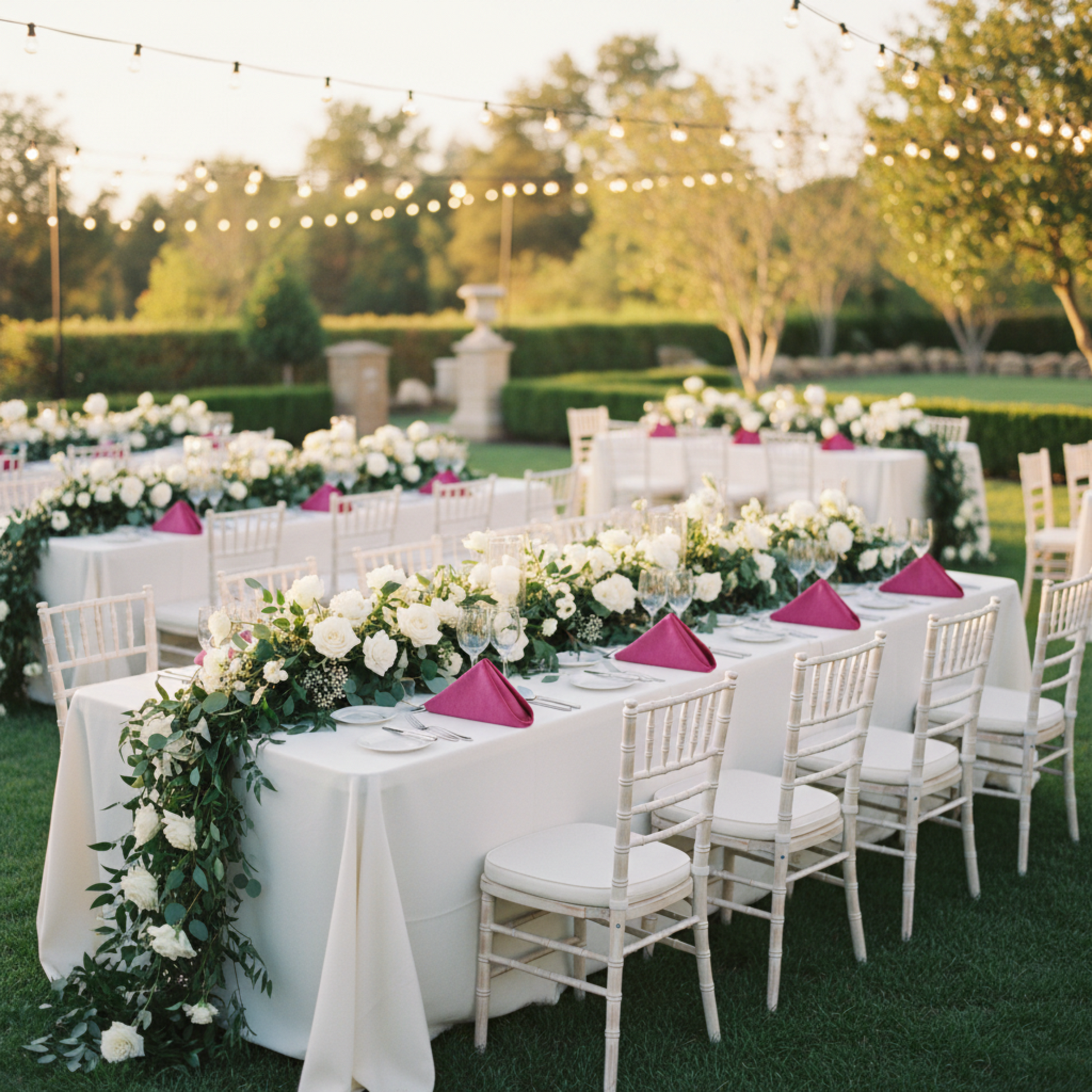 Outdoor Garden Reception Fuchsia Velvet 20x20 Linen Napkin 