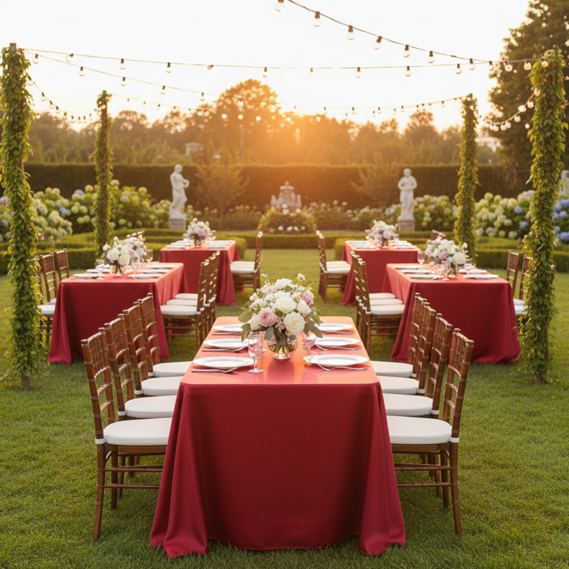 Outdoor Garden Gala – Apple Red Satin Tablecloth