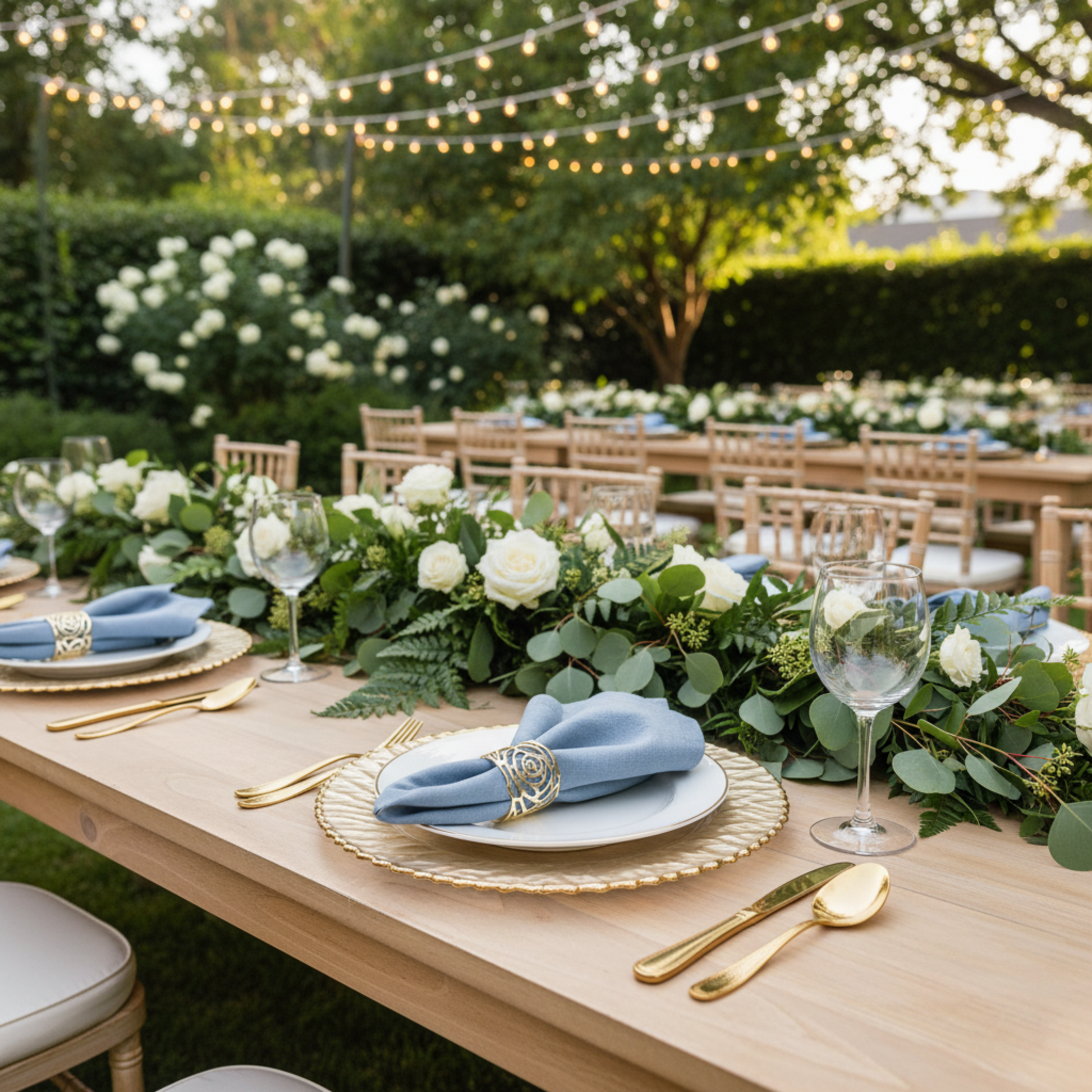 Outdoor Garden - Dusty Blue Fan Fold