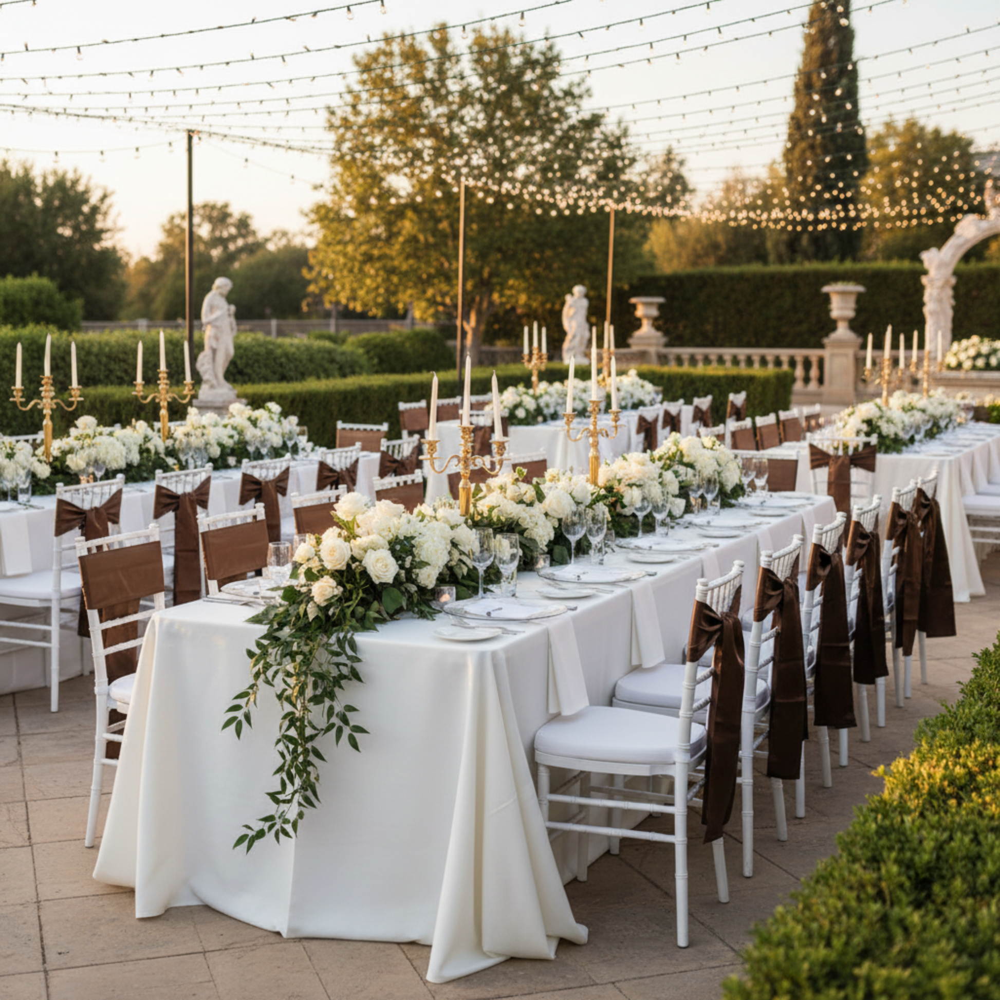Outdoor Garden Reception Chocolate Brown Standard Satin Chair Sash