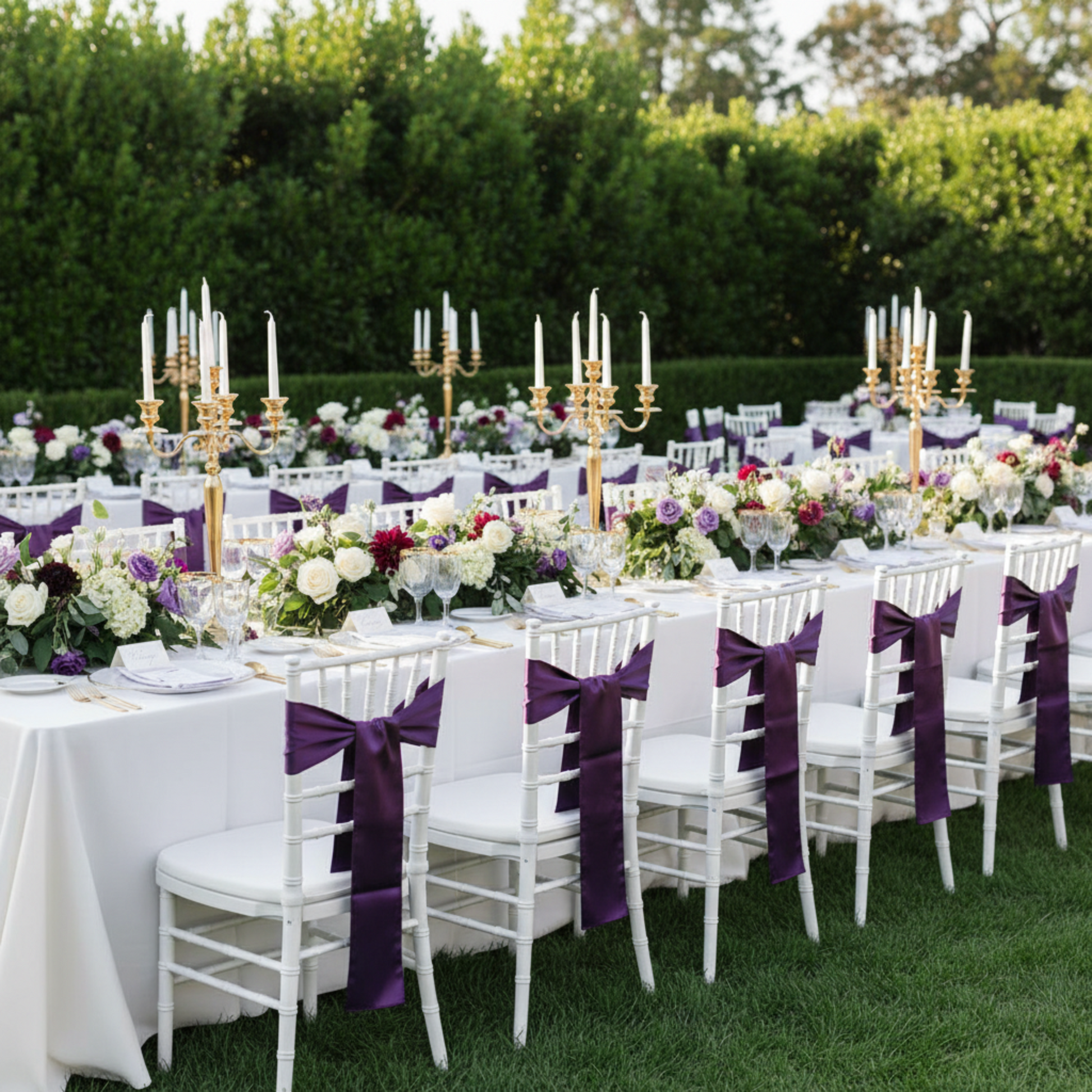 Outdoor Garden Reception Eggplant/Plum Standard Satin Chair Sash