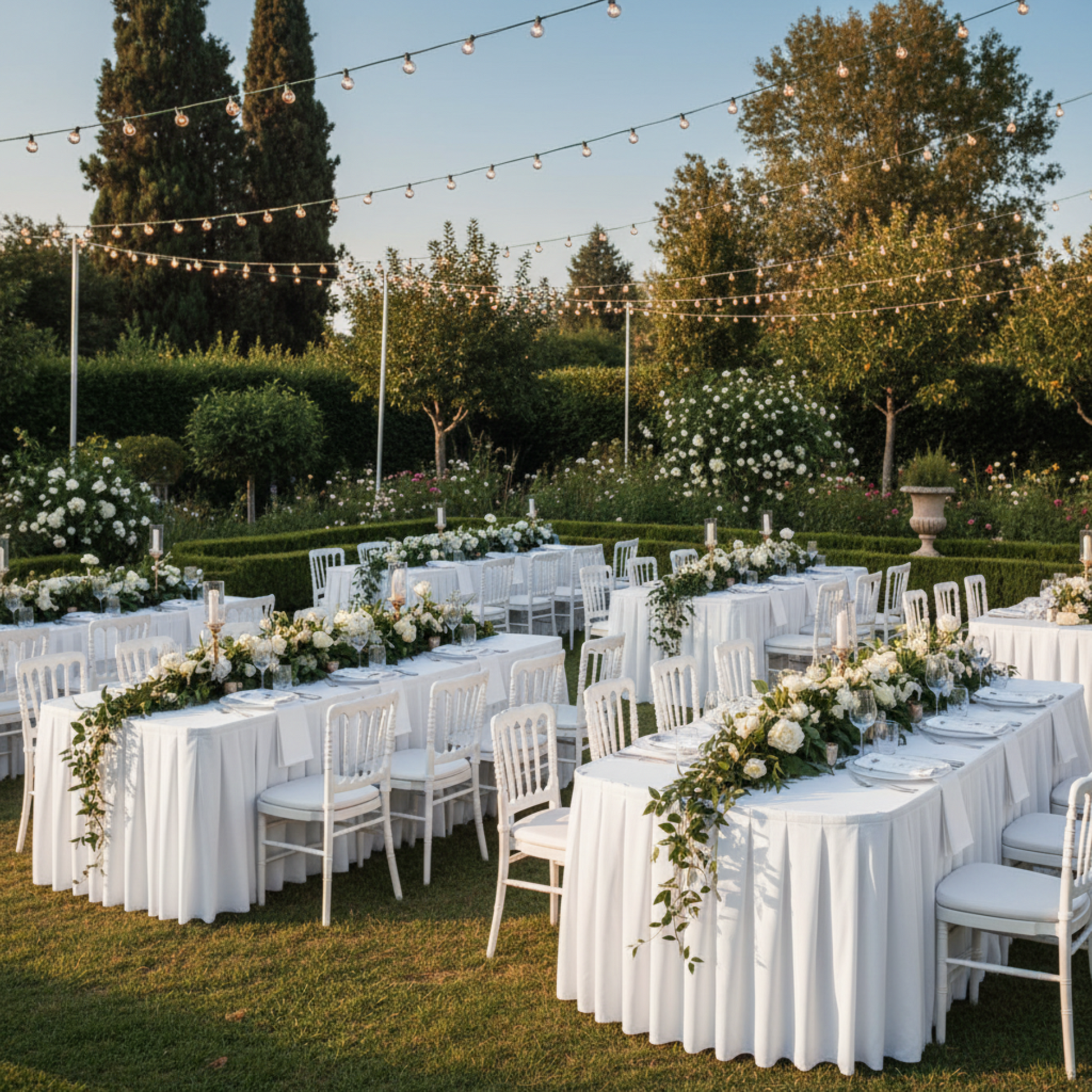Outdoor Garden Wedding White 17FT Polyester Table Skirt