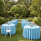 Outdoor garden wedding baby blue scuba tablecloth