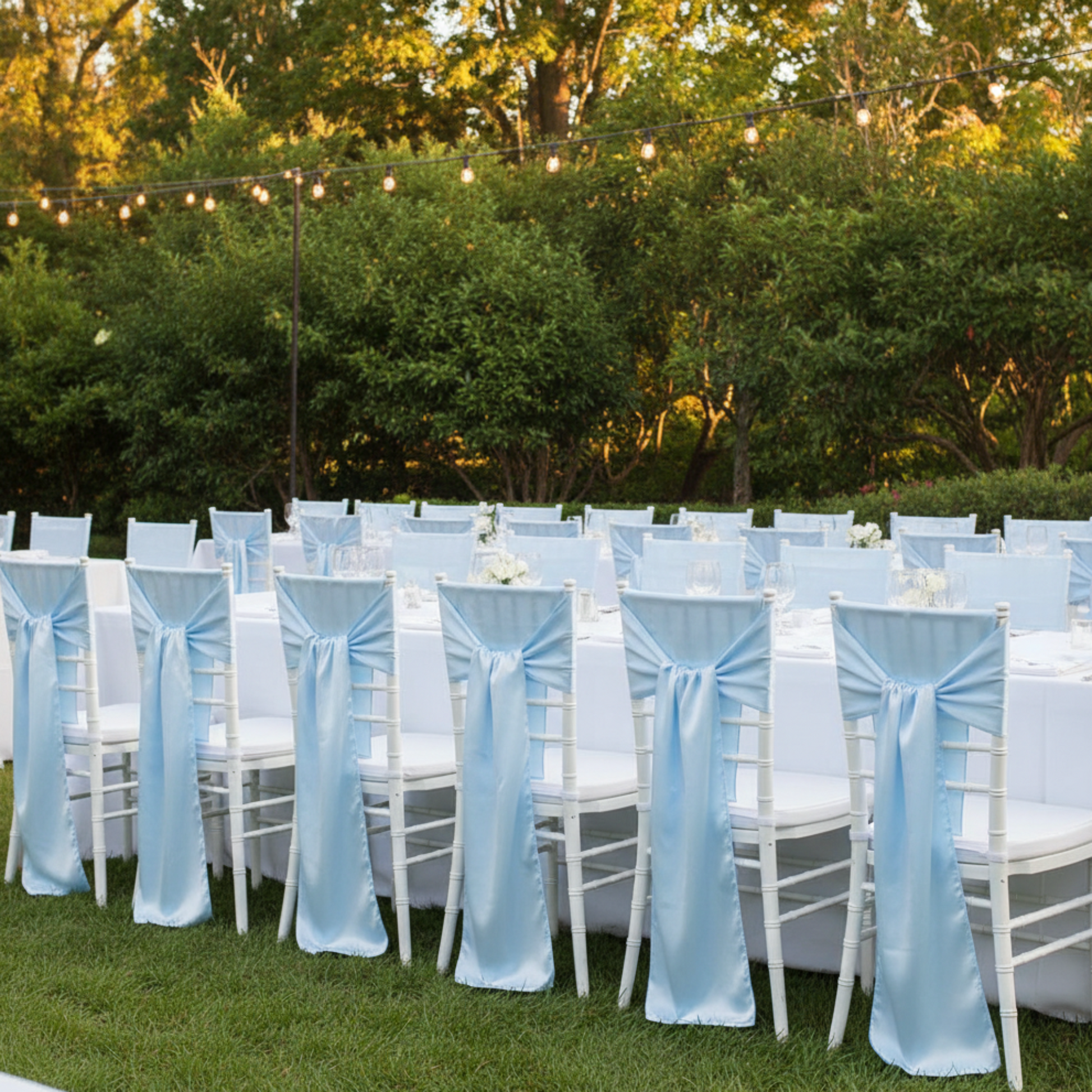 Outdoor Garden Wedding - Baby Blue Satin