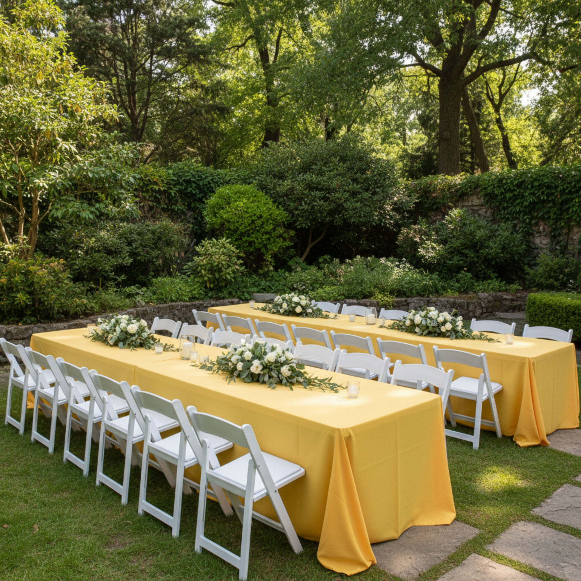 Outdoor Garden Wedding - Canary Yellow Tablecloth
