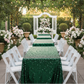 Outdoor Garden Wedding with Emerald Green Sequin Overlays