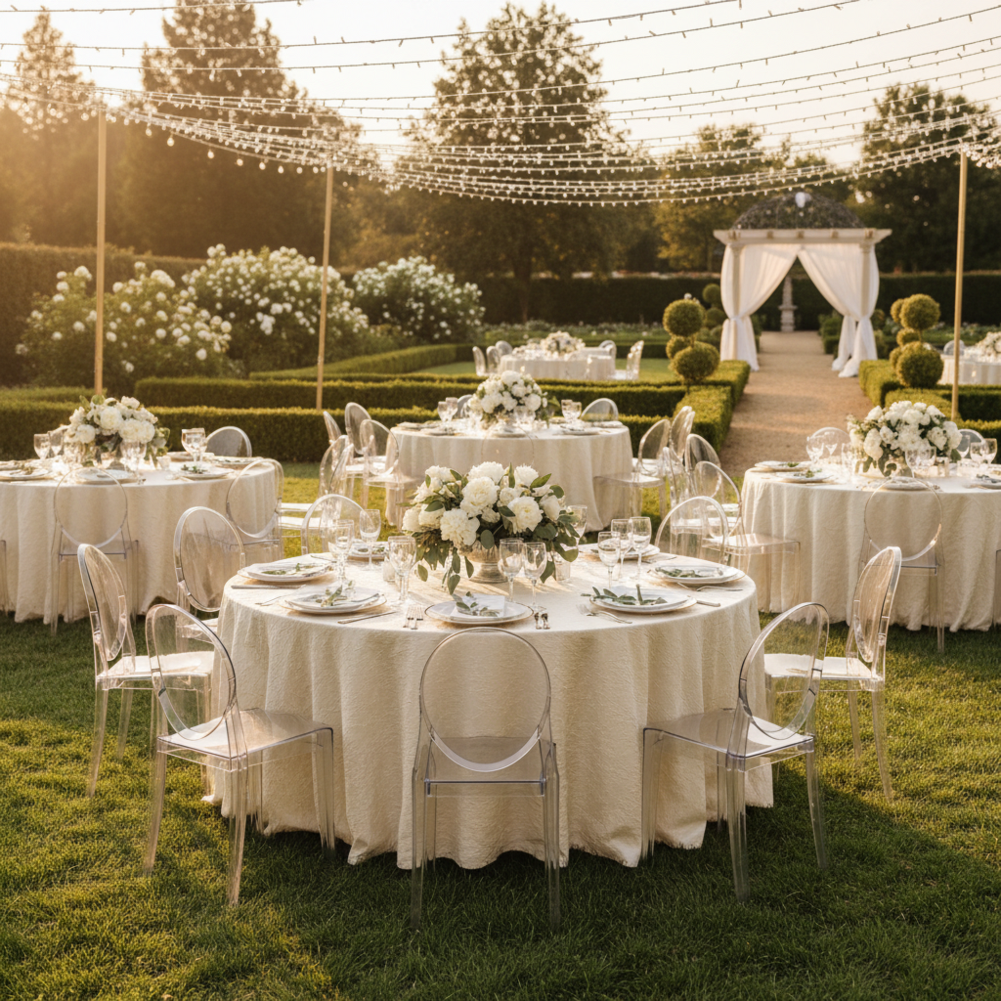 Outdoor Garden Wedding Ivory Crushed Taffeta 132 Round Tablecloth 