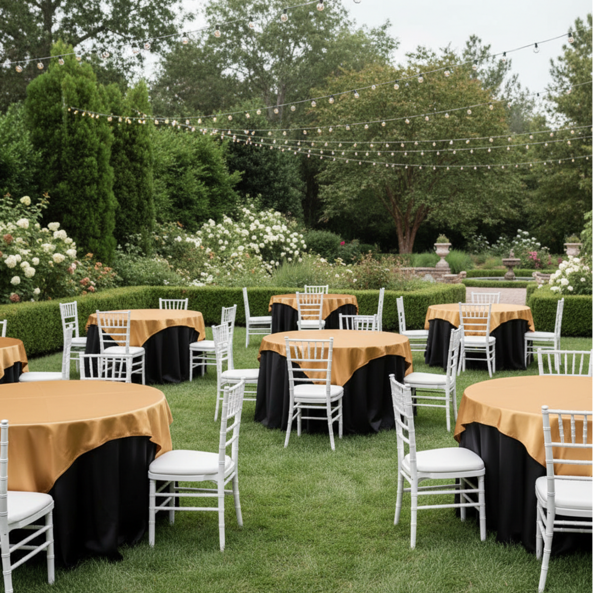 Outdoor Garden Wedding - Black Satin Base