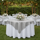 Outdoor Garden Wedding - Round Table Silver Sequin Overlay