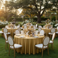 Outdoor Golden Anniversary Reception Gold Taffeta 120" Round Tablecloth 
