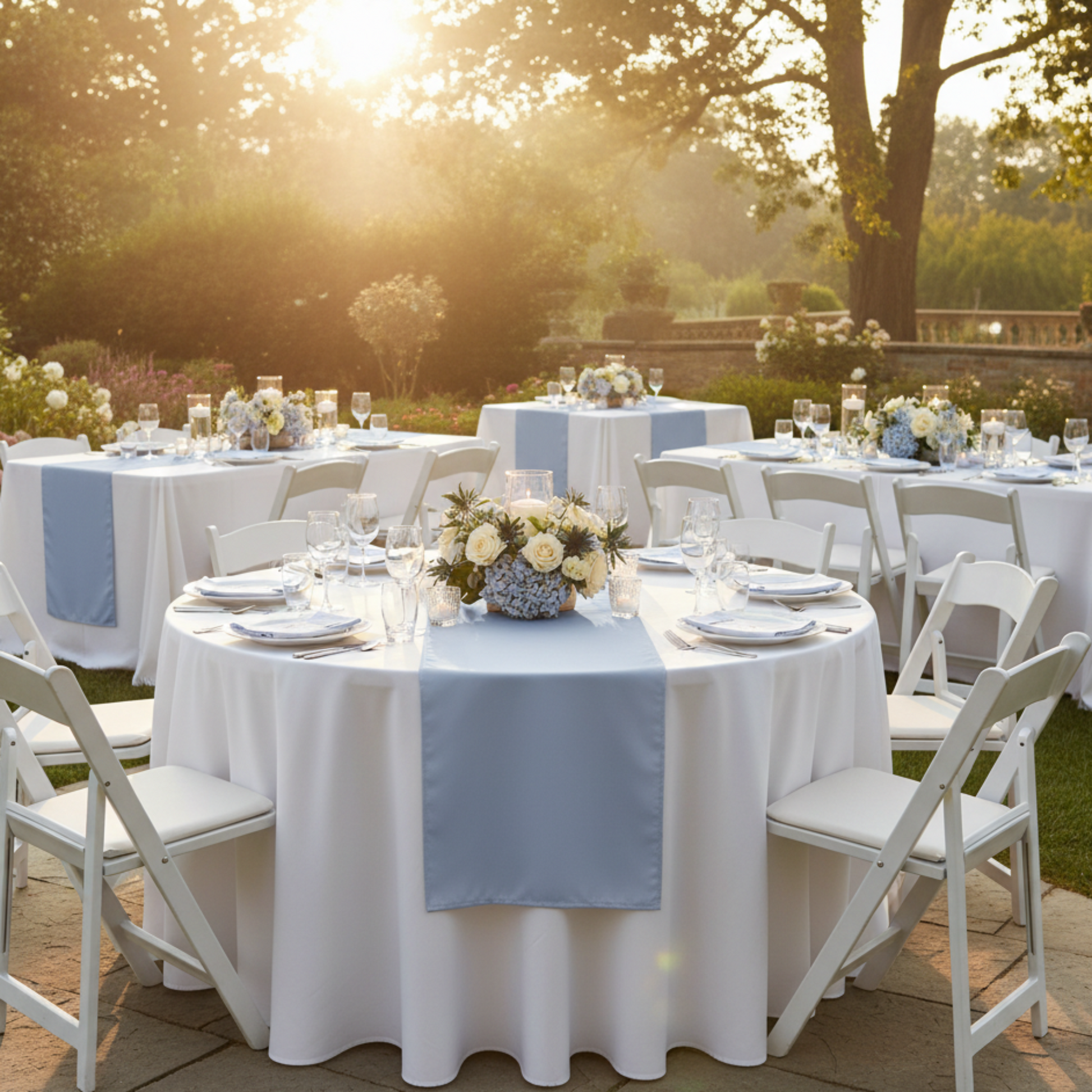 Outdoor Golden Hour – Dusty Blue Polyester Runner