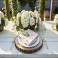 Outdoor lifestyle with blush rose gold lamour satin napkin