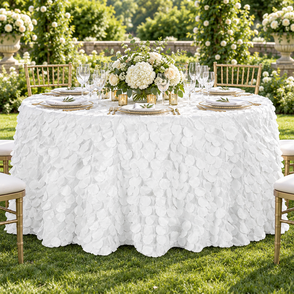 Outdoor lifestyle Petal Circle Taffeta White Round tablecloth