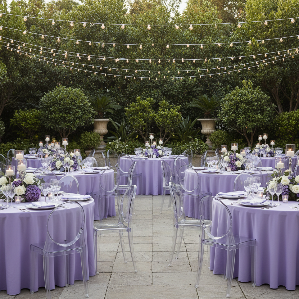 Outdoor Patio Event - Lavender Scuba Tablecloth