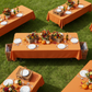 Outdoor Picnic Top View – Burnt Orange Tablecloth