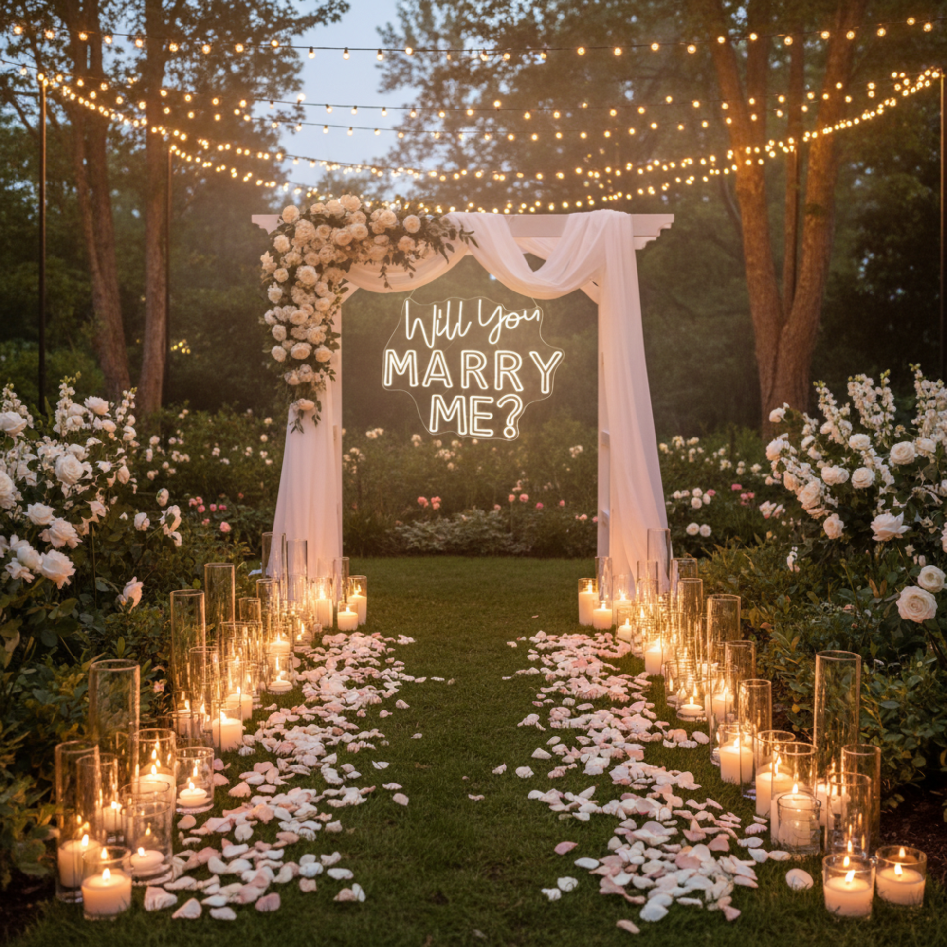 Outdoor Proposal – Will You Marry Me Neon Sign