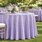 Low side view showing the lavender tablecloth drape