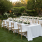 Outdoor Wedding Reception – White Pintuck 90x156  Rectangular Tablecloth 