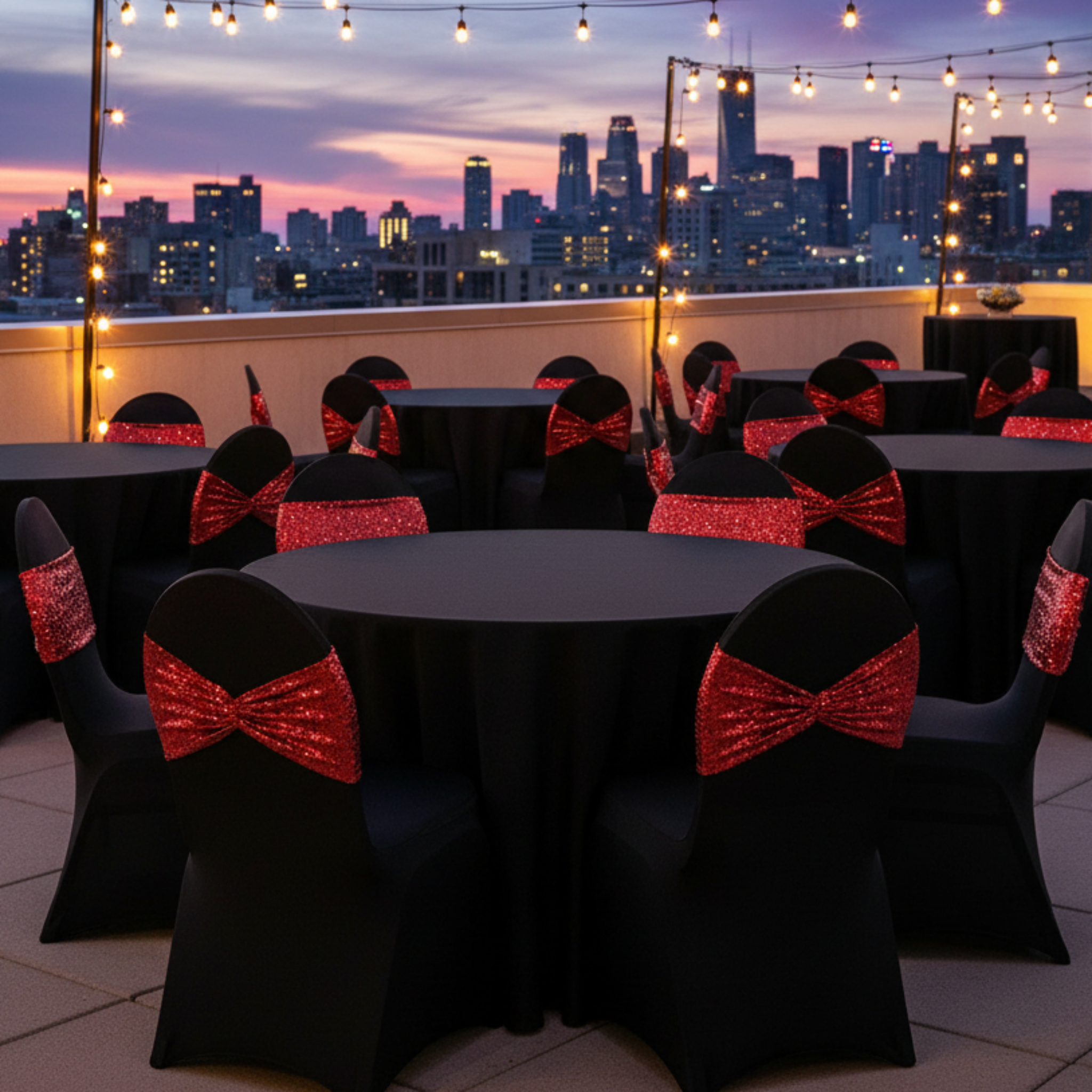 Outdoor Rooftop Party Black Chair Cover