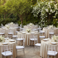 Outdoor Wedding Reception – 132 Round Champagne Crinkle Shimmer Tablecloth