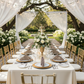 Outdoor wedding reception with Chocolate brown leopard print satin napkin