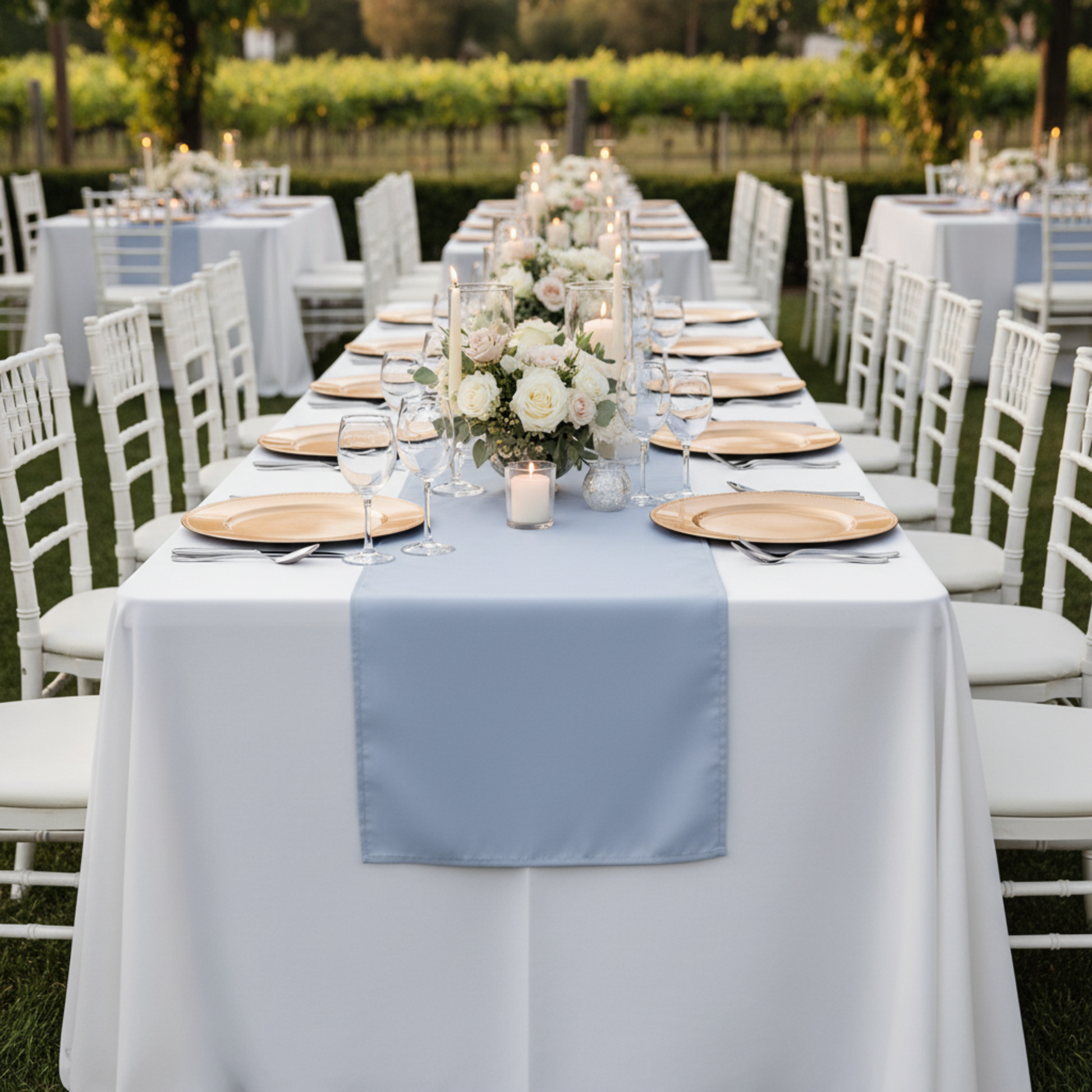 Outdoor Wedding – Dusty Blue Polyester Runner