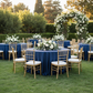 Outdoor Wedding Reception – Navy Blue 132 Round Crinkle Shimmer Tablecloth