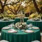 Outdoor Wedding Reception with 108 round Emerald Green Polyester Tablecloth