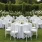 Outdoor Wedding Reception - White Crinkle Shimmer Round Tablecloth 