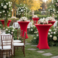 Outdoor Wedding Reception – Red 36in Spandex Cocktail Table Cover