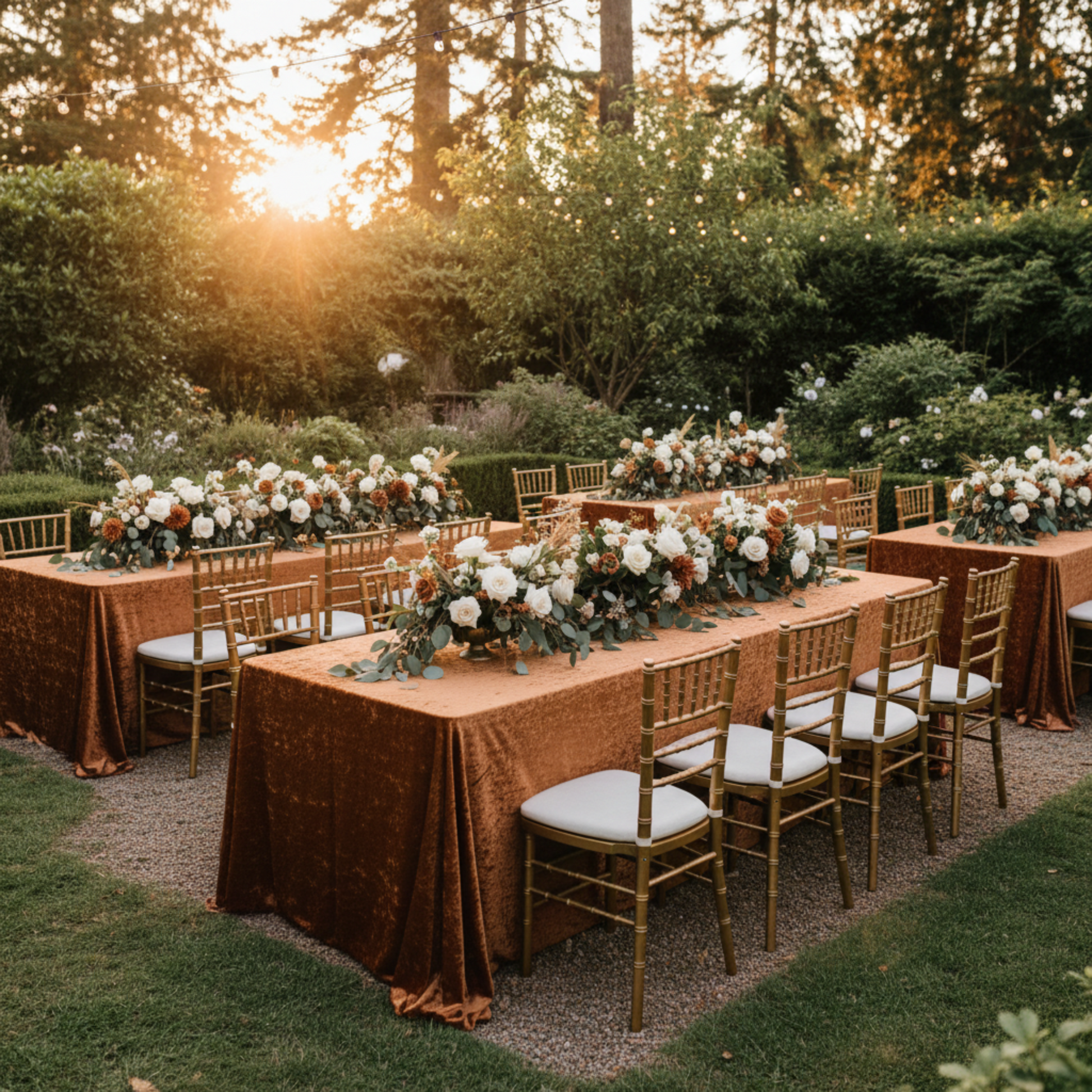 Outdoor Wedding Reception – Terracotta Velvet 90x132 Rectangular Tablecloth 