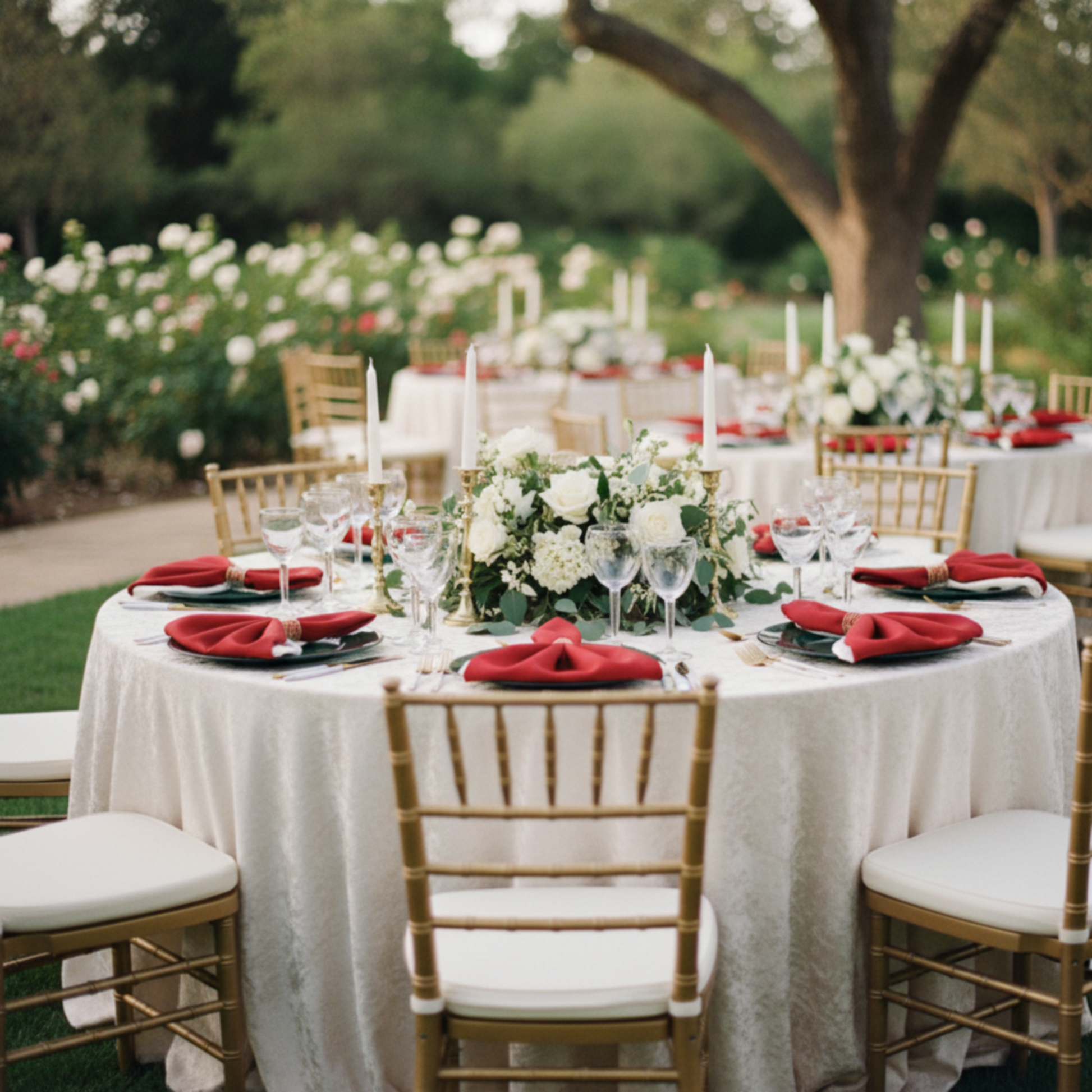 Outdoor Wedding Reception – Apple Red Premium Polyester Napkin