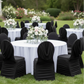 Outdoor Wedding Reception with Black Swag Back Banquet Chair Cover