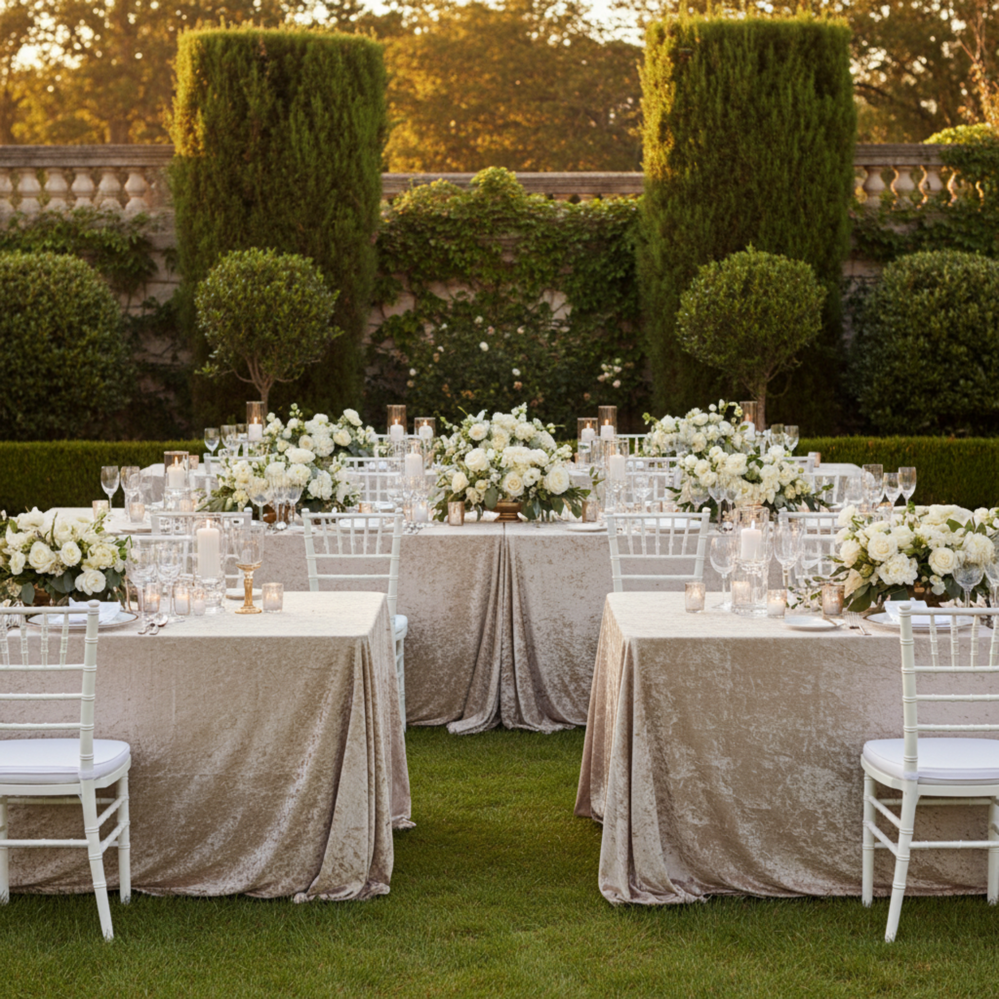 Outdoor Wedding Reception – Beige 90x156 Velvet Rectangular Tablecloth