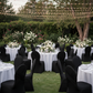 Outdoor Wedding Reception with Black Cross Back Stretch Spandex Chair Cover