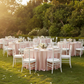 Outdoor Wedding Reception – Blush/Rose Gold 120 Round Crinkle Shimmer Tablecloth