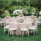 Outdoor Wedding Reception Blush/Rose Gold Crinkle Shimmer 132" Round Tablecloth