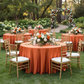 Outdoor Wedding Reception- 120 Round Satin Tablecloth Burnt Orange