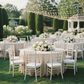 Outdoor Wedding Reception – Champagne Crinkle Shimmer 120 Round Tablecloth
