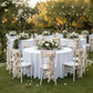 Outdoor Wedding Reception with Champagne Curly Willow Chair Sash